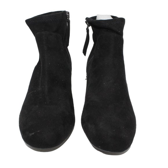 Nine West Size 7.5M Falup Black Suede Zippered Block Heel Ankle Bootie Boots - Picture 3 of 10